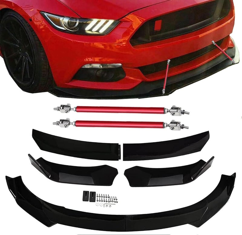Propartauto Universal Round Front Bumper Lip Body Kit Spoiler for Honda Civi BMW Audi Benz Mazda Strut Rod Tie Support Bars 8"-11" - Image 1